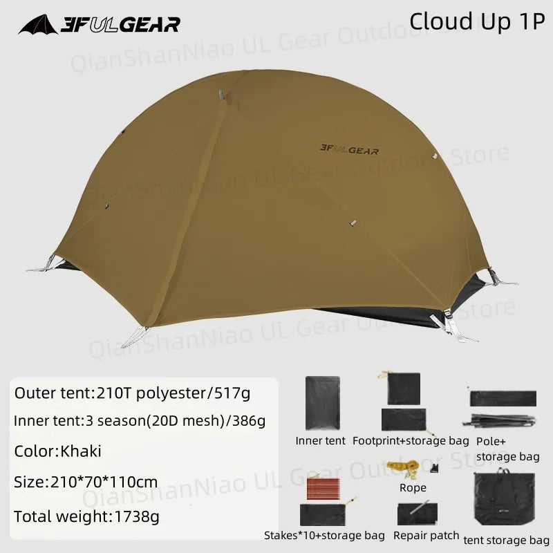 3F UL Gear Floating Cloud 1 Ultralight 3 4 Season Outdoor Camping Tent Waterproof Windproof Hiking Double Layer Tents