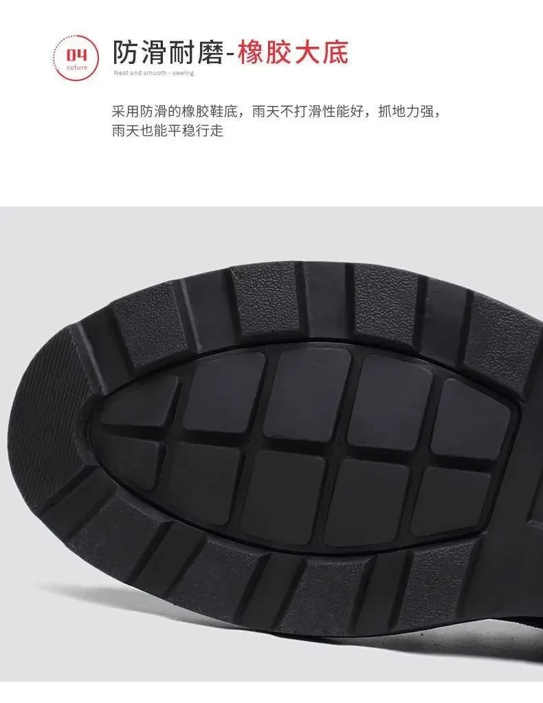 Men's Motorcycle Leather Boots British Style Round Head High Top Shoes Side Zip Walking Casual Platform Boots Bota Masculina