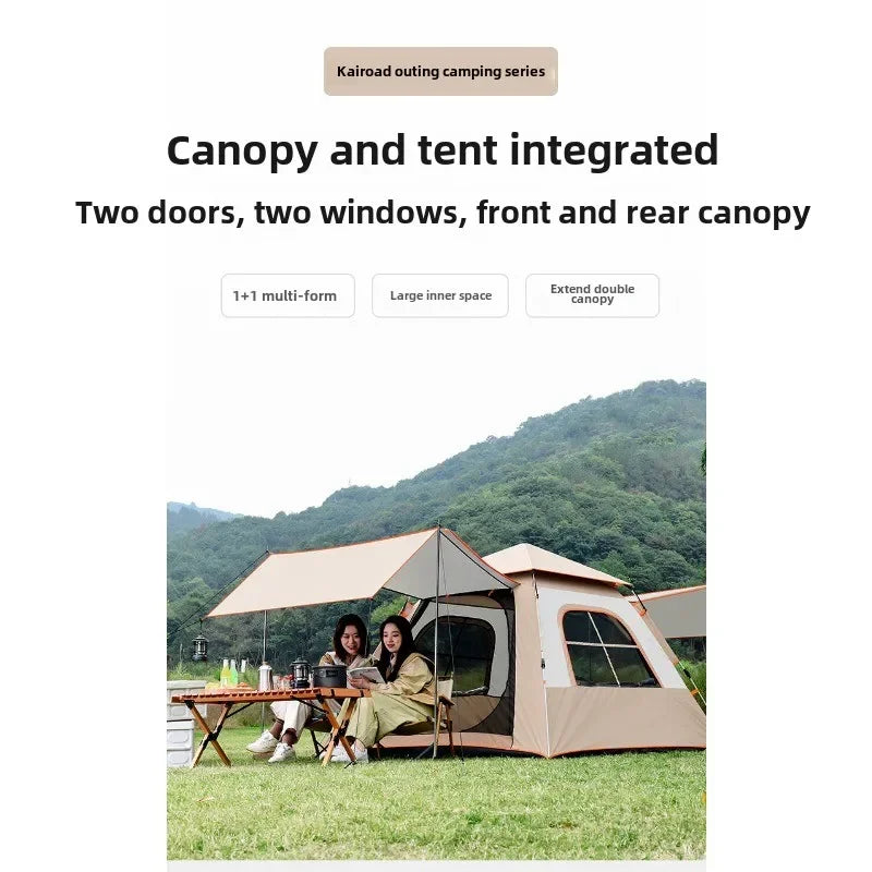 Outdoor Fully Automatic Quick-opening Two-in-one Canopy Vinyl Tent Double Doors and Double Windows 5-8 People Camping Tent