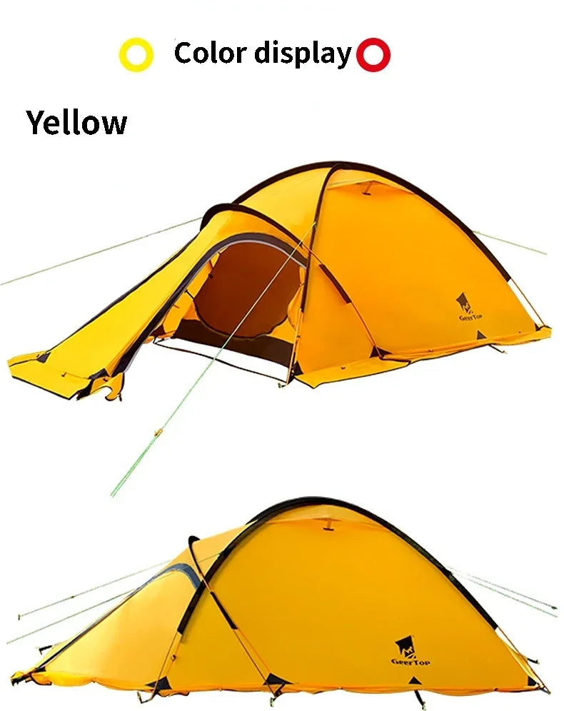 2 Person 4Season 20D Silicon Coated Tent Aluminum Rod Outdoor Camping 1Hall 1Room Rainproof with Snow Skirt Hiking Cycling Tour