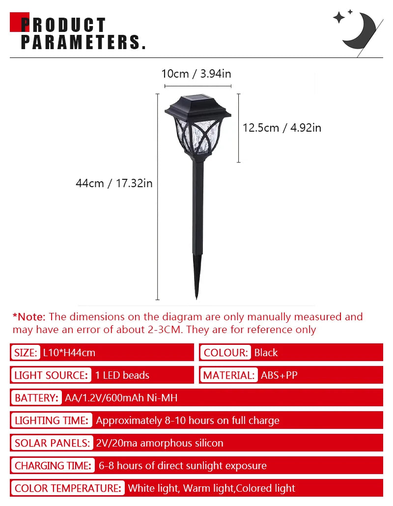 8 Pack Solar LED Courtyard Lamp Outdoor Waterproof Lawn Lights Solar Landscape Channel Light Corridor Garden Decoration Lighting