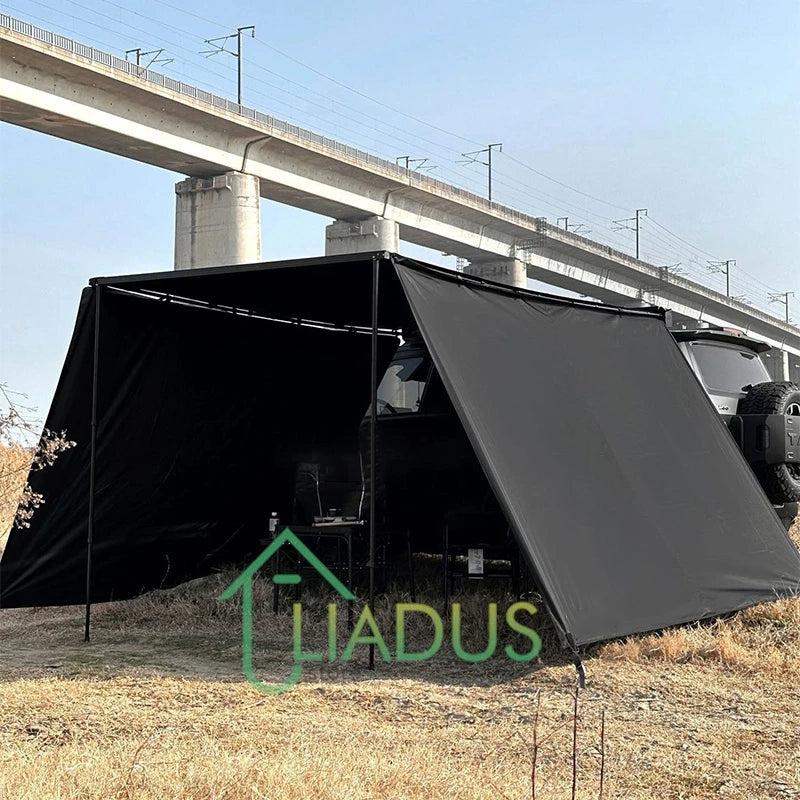 Car Side Tent Blackout With Mesh Windows Mounted Awning Waterproof Shelter UV Protection Camping Canopy Portable For Outdoor