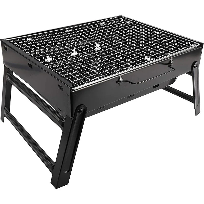 Portable Grill BBQ Charcoal Grill Mini Black Grill Stainless Steel Tool Kit Outdoor Cooking Camping Picnic Beach Camping Grill