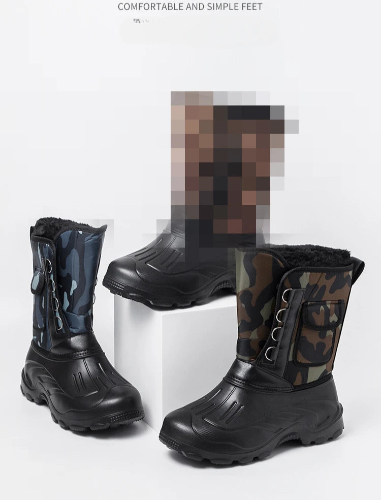 Winter Men's Waterproof Sneakers 2025 Outdoor Snow Boots for Men Thickened Warm Fishing Non-slip Hiking Boots Male Plus Size 46