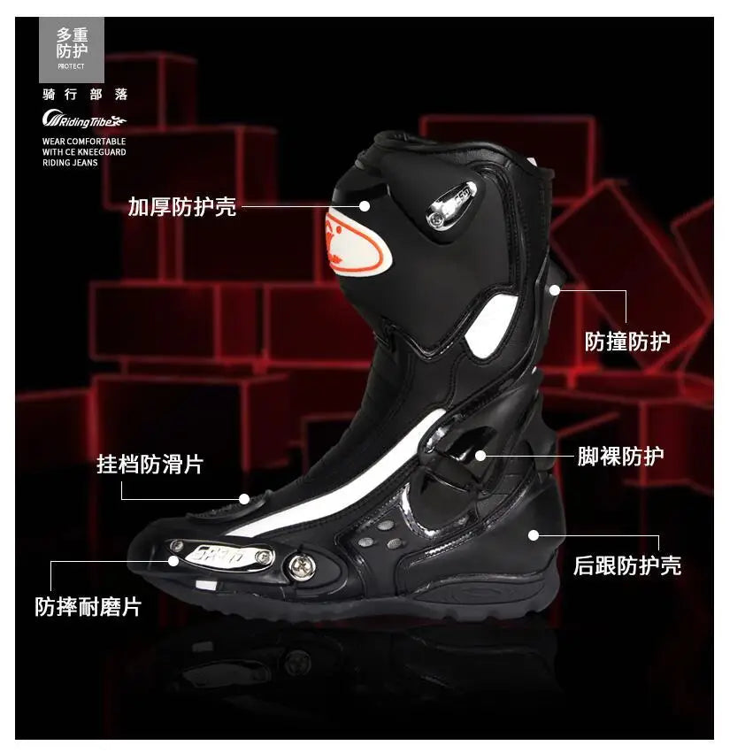 Riding Tribe Motorcycle Riding Shoes Summer Off-road Road Racing Long Boots Knight Anti-drop Motorcycle Shoes Men racing shoes