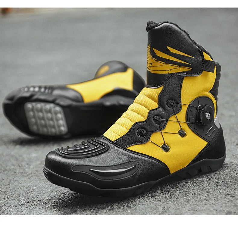 37-48 Motorcycle Boots Non-Slip Studded Boots Leather Enduro Motorcycle Boots Men's Biker Boot Four Seasons Riding Racing Shoes