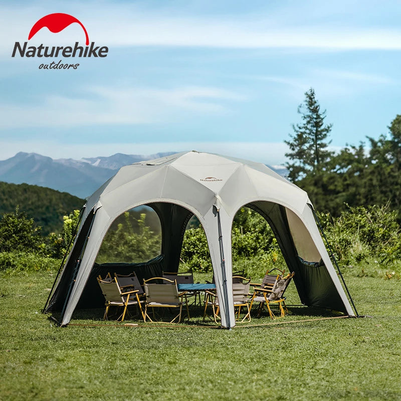 Naturehike Hexagonal Awning Tent Quick Opening Canopy Sunscreen Canopy PU5000 Sunshade Tent Outdoor Camping Travel Tarp Chimney