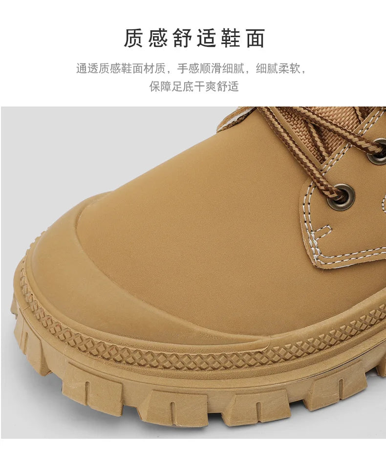 Men's Boots Fashion Motorcycle Ankle Boots High Top Casual Shoes for Men Lace Up Platform Boot Non Slip Hiking Boot Botas Hombre