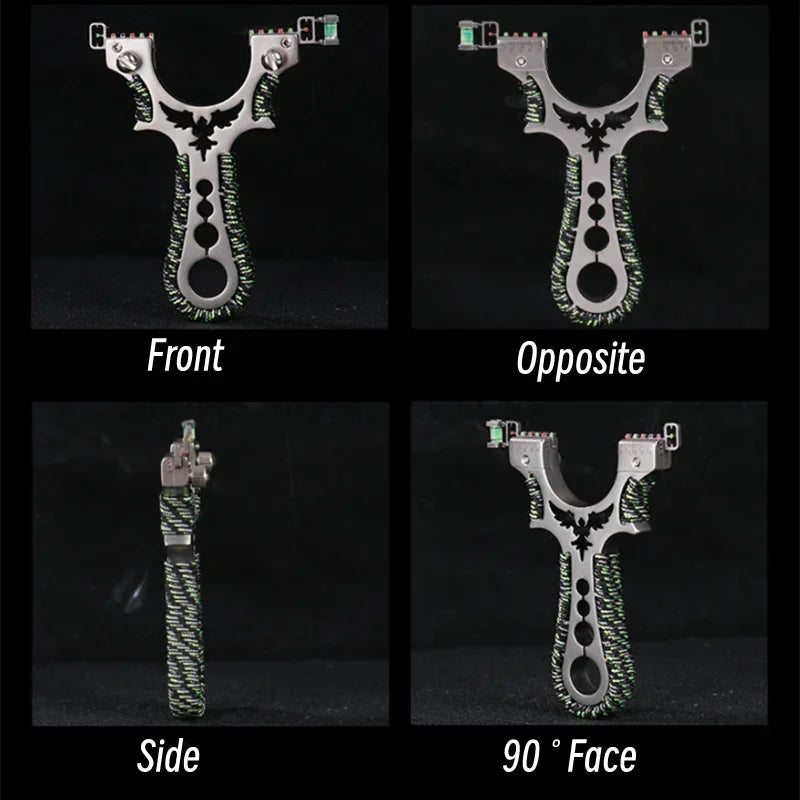 Red Laser Shooting Stainless Steel Slingshot With Flat Rubber Band Catapult Outdoor Sports Hunting Slingshot Accessories