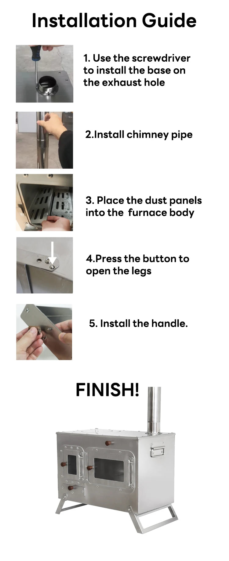 Wood Fire Oven Outdoor BBQ Stove with 9" Pizza Oven Large Multifunction Wood Fired Burning Stove Built-In Thermometer Camping