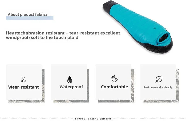 SKY ICEJingchan Mummy Down Sleeping Bag for Adults Outdoor Camping Winter Thickened Goose Down Cold-Proof Warm