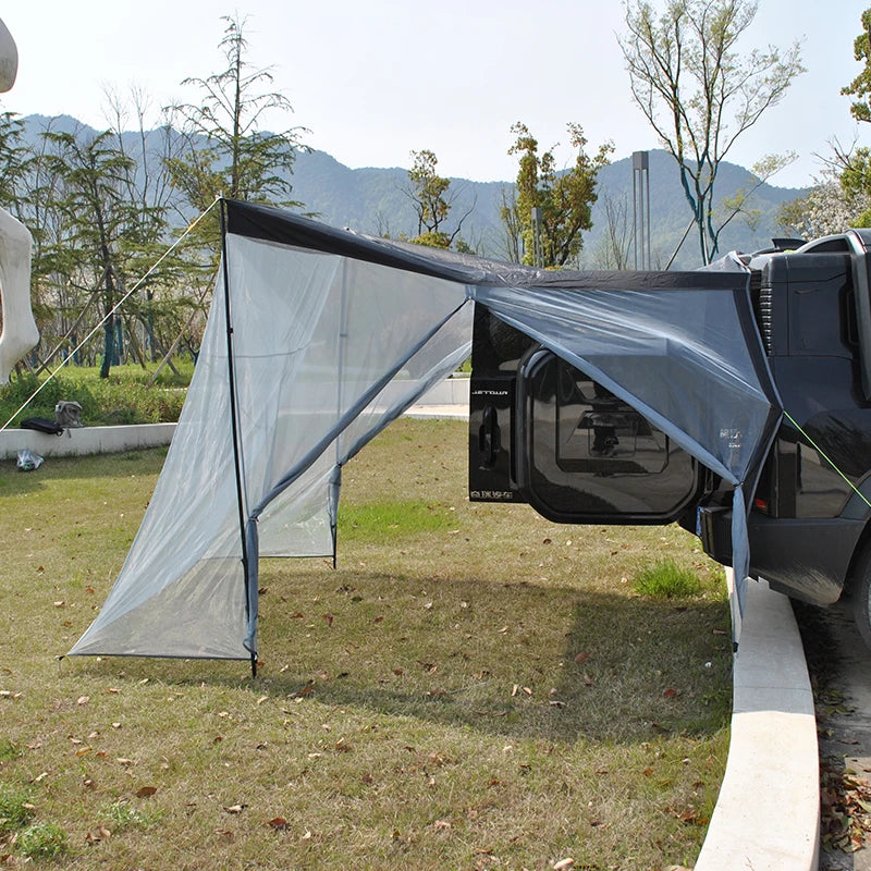 SUV Rear Tent with Mosquito Net – 4-Person Sun Shelter & Quick-Setup Car Canopy for Family Camping, Outdoor Adventures