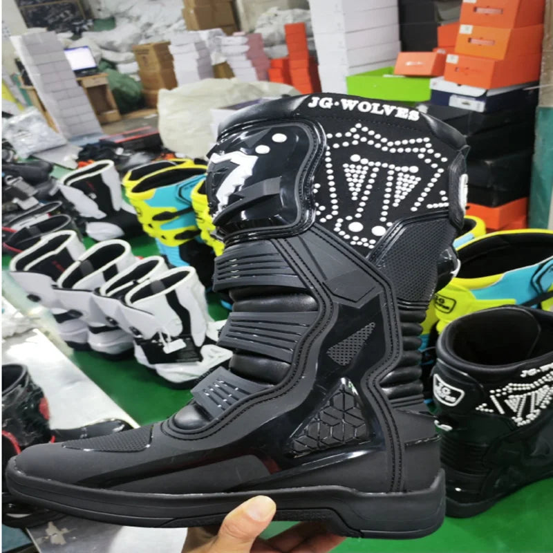 JG · WOLVES/Nine-strand Wolf Off-Road Motorcycle Riding Shoes Rally Forest Road Boots Men's Anti-Drop Knight Equipment
