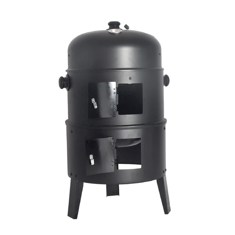 3 in 1 Outdoor BBQ Charcoal Grill, Barbecue, Smoker with Thermometer