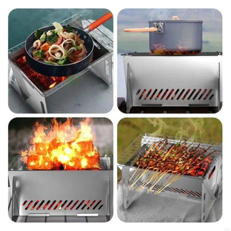 KXRC Camping Stove Stainless Steel Stove Potable Burning Stove for Picnic BBQ Camp Hiking with Grill Grids