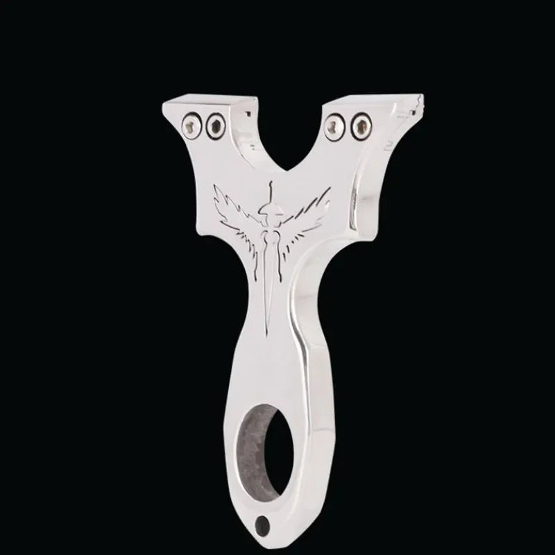 New Stainless Steel CNC Wire-cut Slingshot Exquisitely Carved Patterns High-quality Shooting Catapult Set with Rubber Band