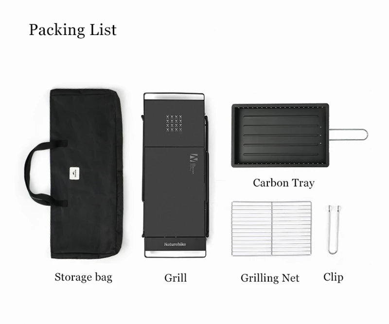 Naturehike Camping Portable Foldable Barbecue Grill Outdoor Mini Camping Grilling Rack 2-speed Adjustable Fire Mini BBQ Table
