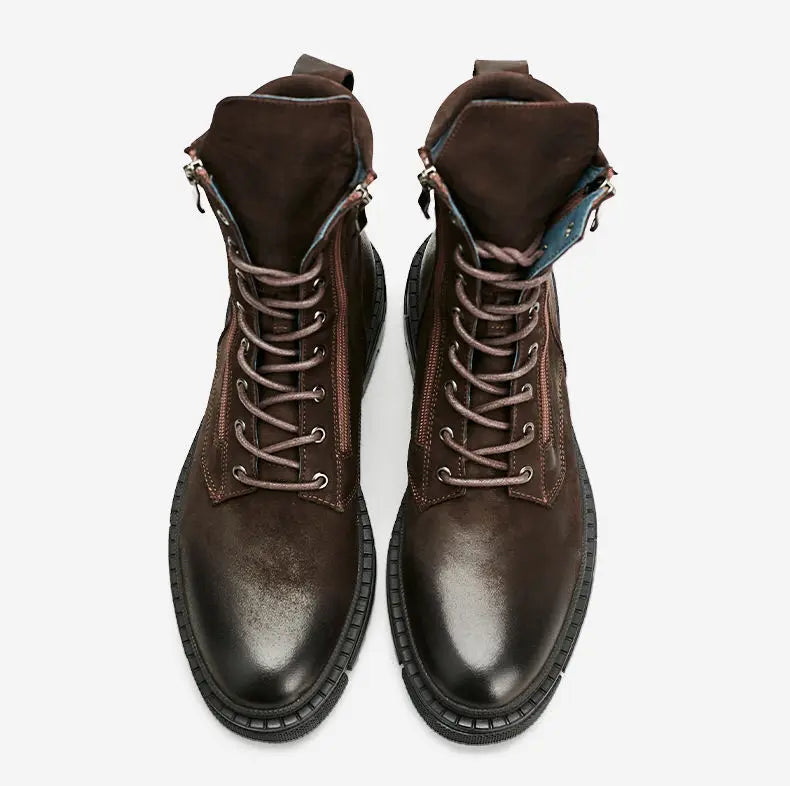 Retro Leather Motorcycle Riding Boots Riding Boots British Cool Man Handmade High-top Winter Work Shoes