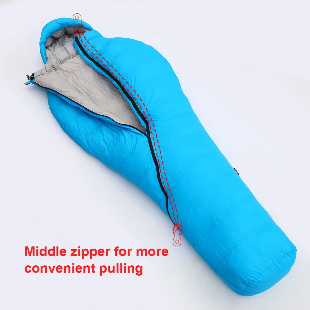 Premium Down and Synthetic Hybrid Sleeping Bag Camping  Lightweight Sleeping Bag High Neck Design Sleeping Bag 0°C to -5°C ，1.3