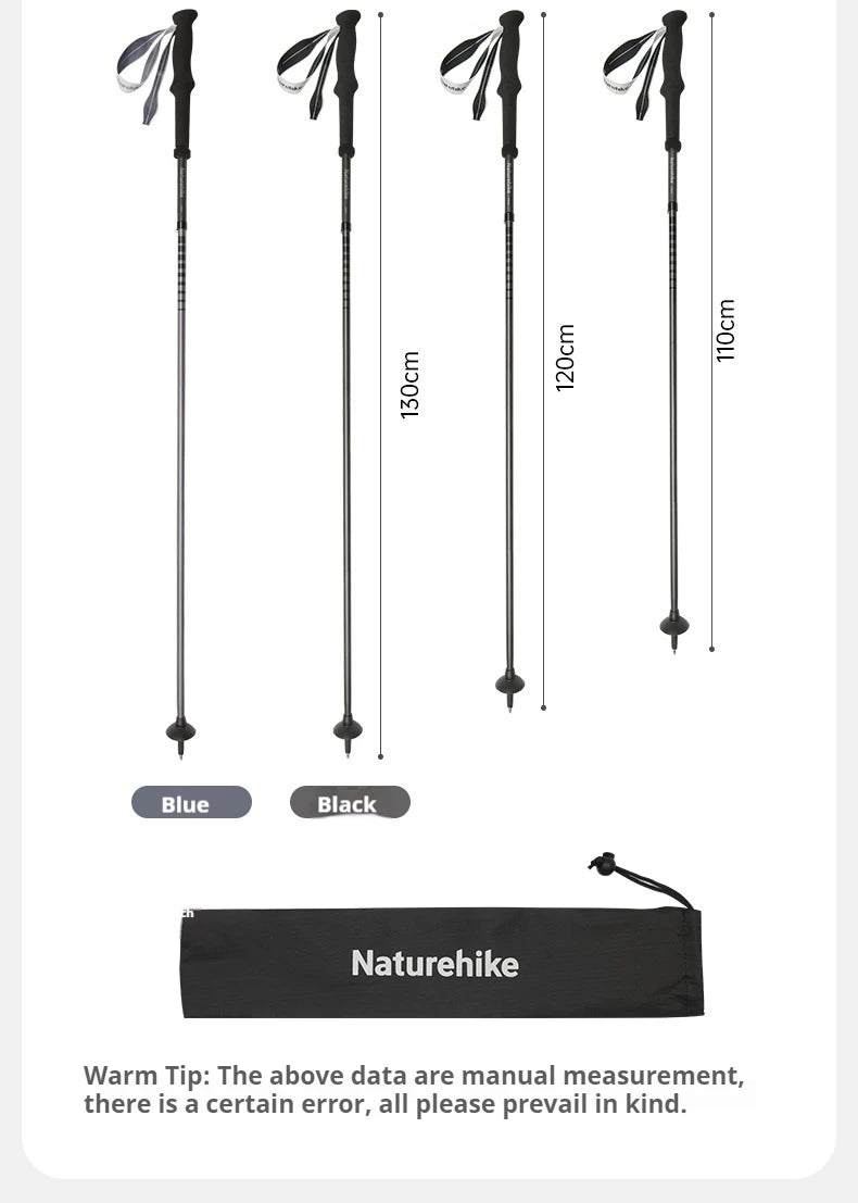 Naturehike Outdoor Alpenstock Carbon 4-sections Foldable Aluminum Alloy Ultralight Trekking Pole Adjustable Hiking Walking Stick