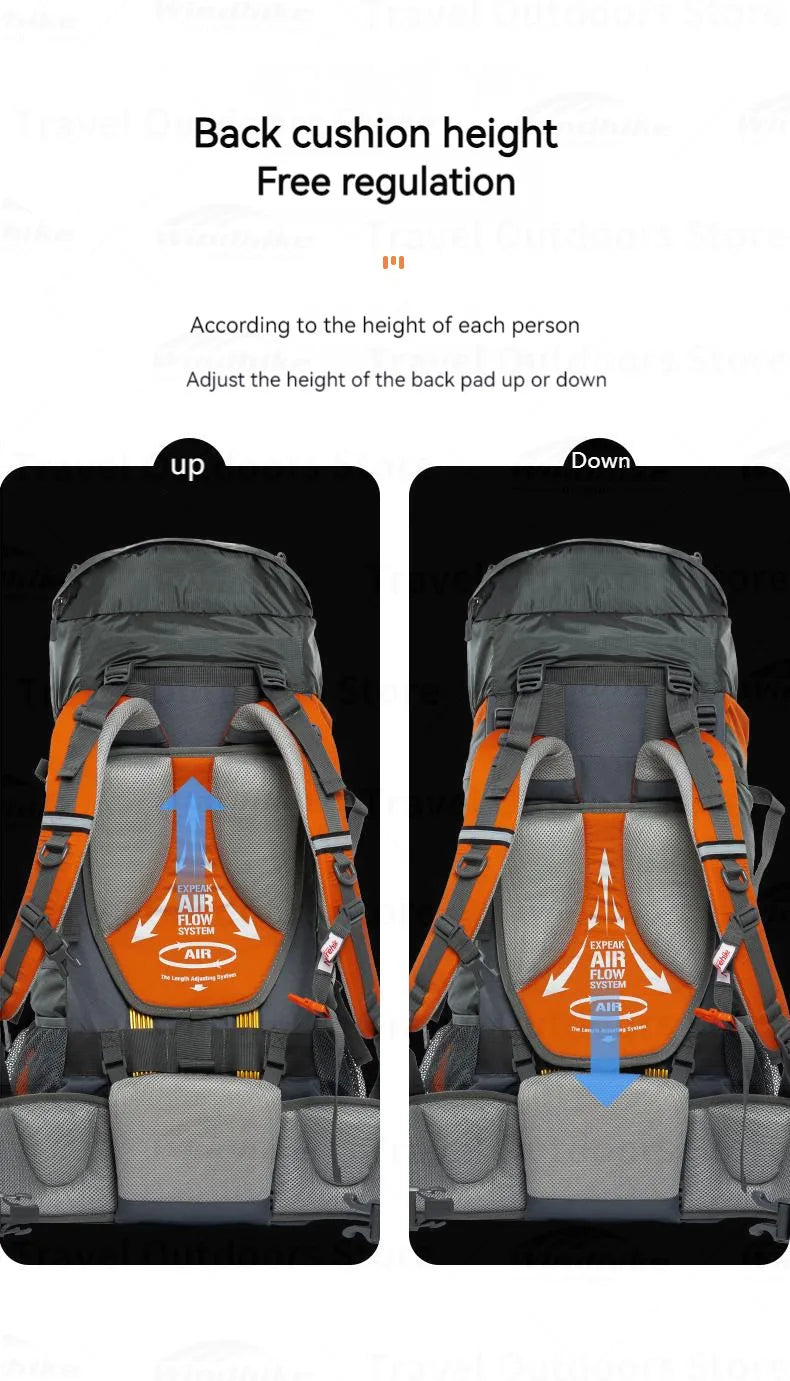 Naturehike 70L+5L Hiking Backpack Waterproof Outdoor Mountaineering Bag Knapsack Softback Big Capacity Rucksack With Rain Cover