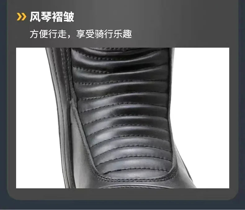 Motorcycle Boots Men Classic Motocross Boots with Reinforced Heel Toe Counter Waterproof Tall Motorcycle Touring Boot Botas Moto