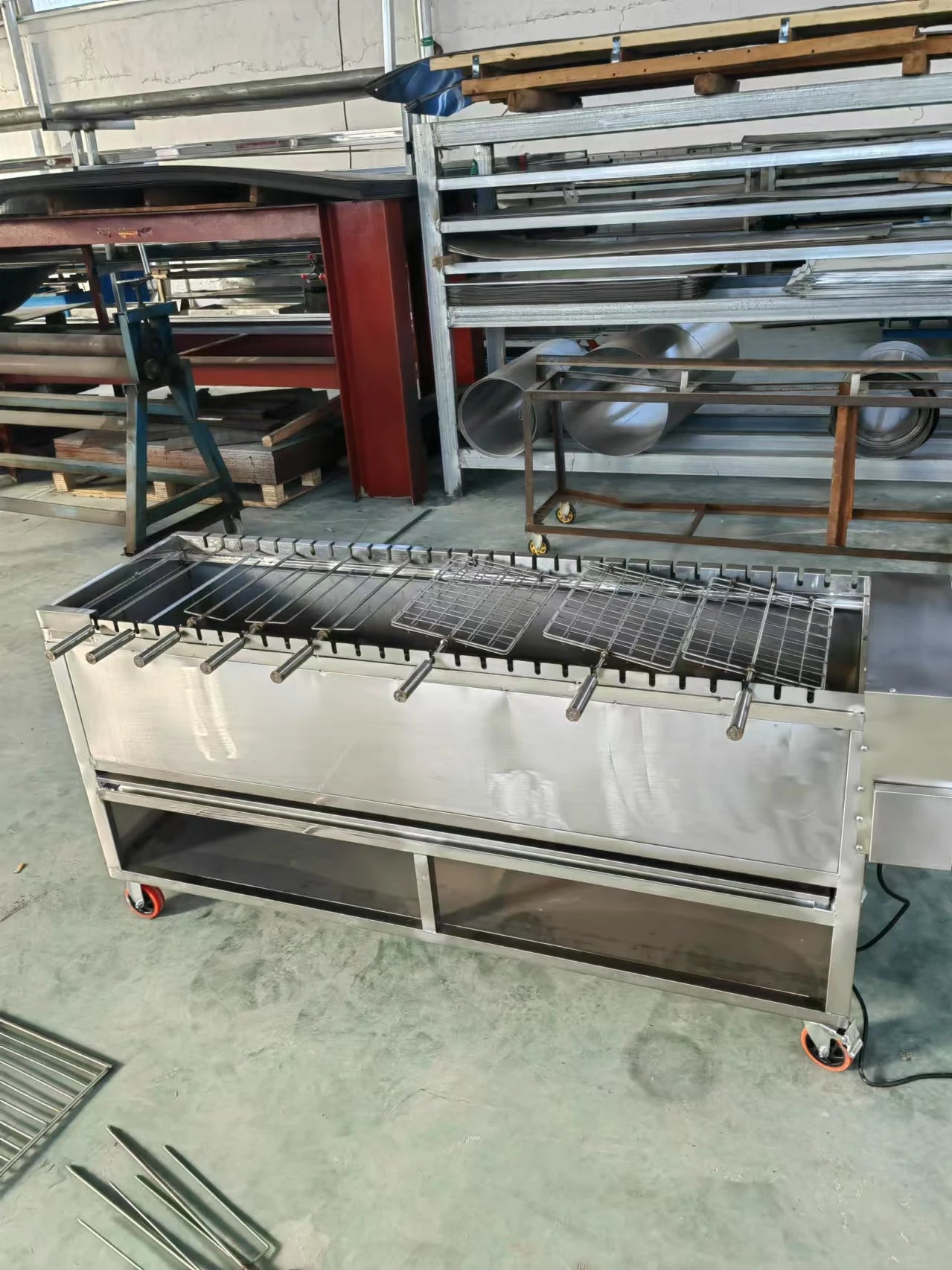 Chinese Stainless Steel Commercial Automatic Pig Meat Rotisserie Charcoal Bbq Grill Machine For Restaurant