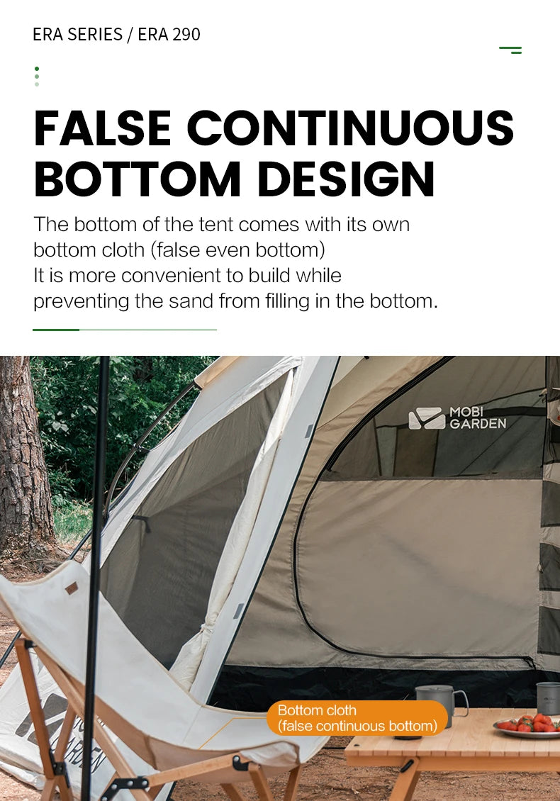 MOBI GARDEN Era290 Outdoor Family Pyramid Camping Tent 5-8 Person Large Space Lobby Sun Shelter Thickened Cotton Portable Tent