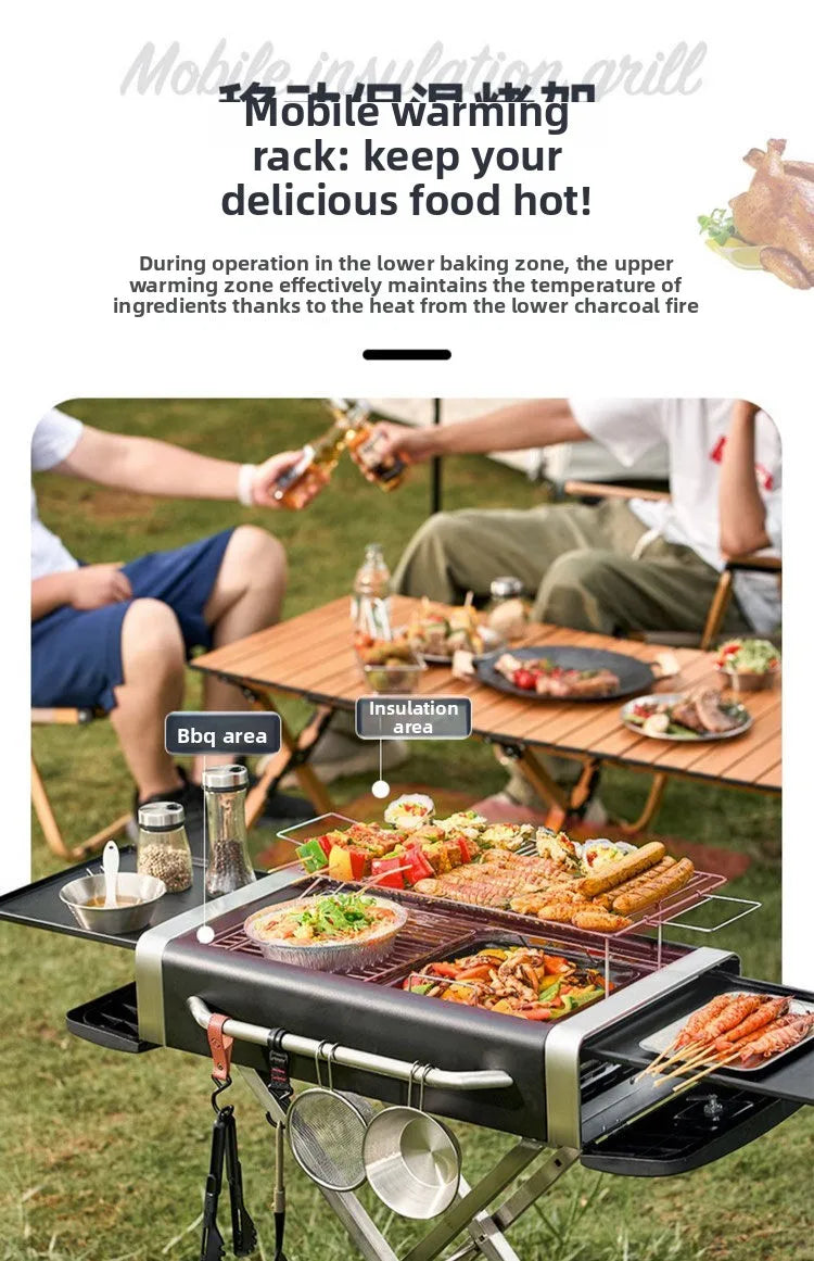 Foldable Charcoal Barbecue Grill Outdoor Portable Large BBQ Stove for Home