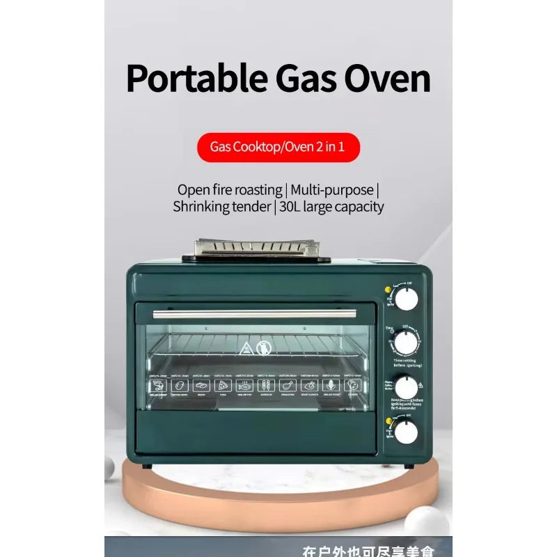 Household Multifunctional Outdoor Gas Pizza Oven Camping Gas Stove 2-in-1 Box Oven Portable Small Baking Oven