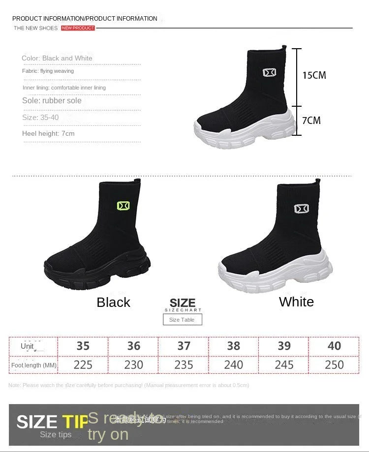 Women's Breathable 2025 Summer Autumn New Style Internet Hot Super Hot Knitted High-Top Casual Athletic Stretch Socks Boots