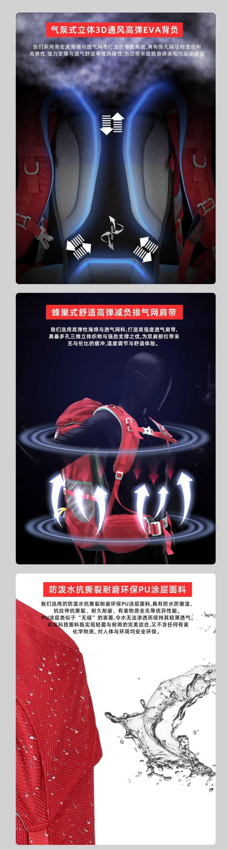 50L Outdoor Hiking Backpack Large Capacity Climbing Trekking Camping Bag, Durable Outdoor Backpack for Men Women Travel