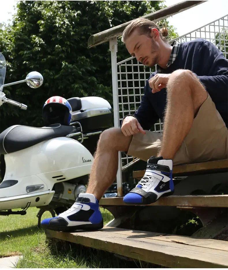 NEW ARCX Men's Motorcycle Boots Leisure Blue bottes moto Leather motorboats Street Moto Racing Ankle Four Seasons casual shoes