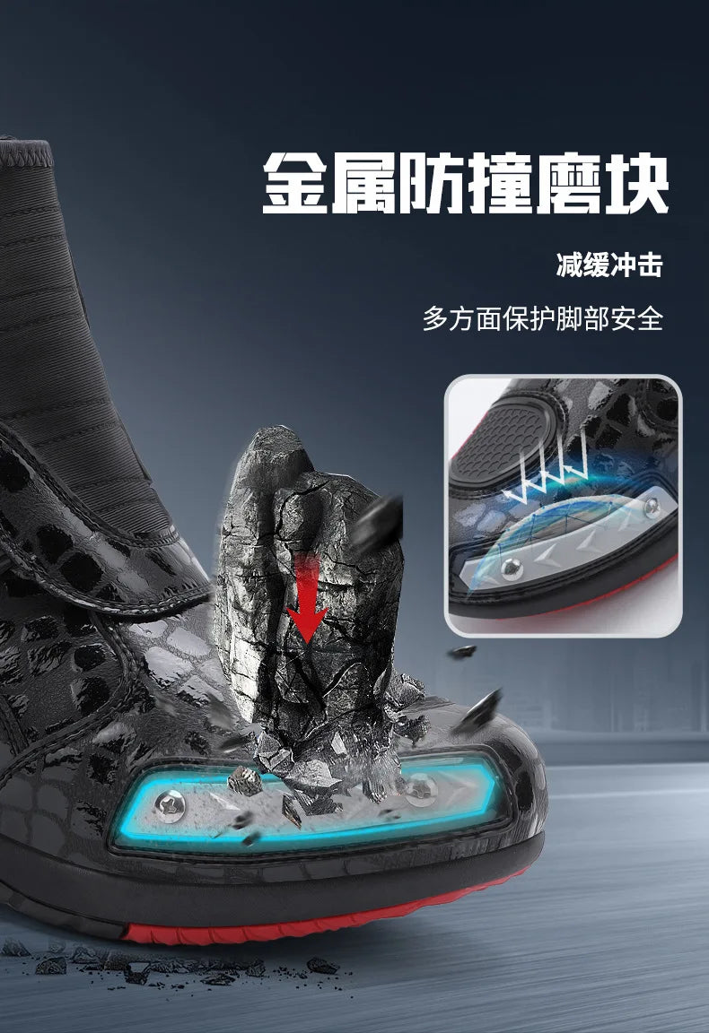 Retro Men Motocross Boots Waterproof Urban Riding Shoes Black Leather Motorcyclist Boots Wear-resistant Motorcycle Racing Shoes