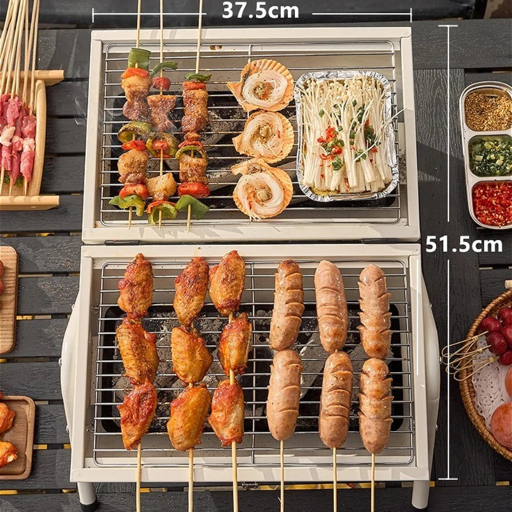 Small Folding Barbecue Grill Outdoor Portable Camping Charcoal Stove for Picnic Backyard Party