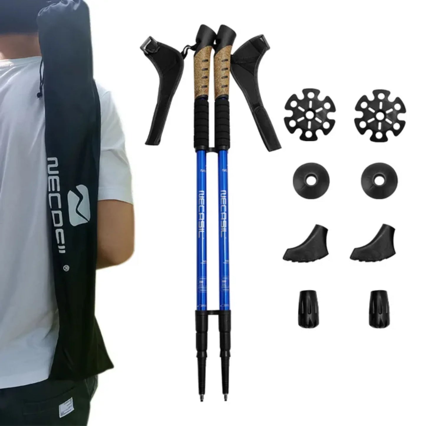 Straight Shank Mountaineering Stick 6061 Aluminum Alloy Inner Lock Mountaineering Stick G203 Nordic Off road Walking Stick Set