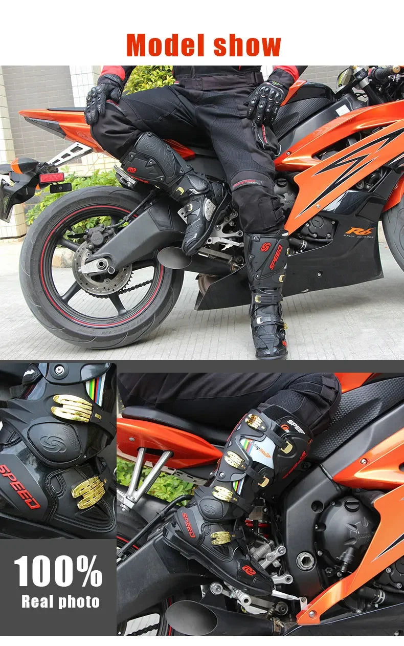 Riding Trider 100% NEW Motorcycle Boots Motocross Leather Long knee-high Shoes white black moto GP dirty bike SIZE 10-45 B1004