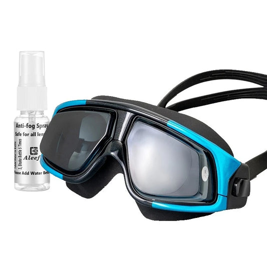 Adjustable Swimming Glasses Women and Men Myopia Waterproof Anti-Fog Goggles Set Acetate Blue Polycarbonate