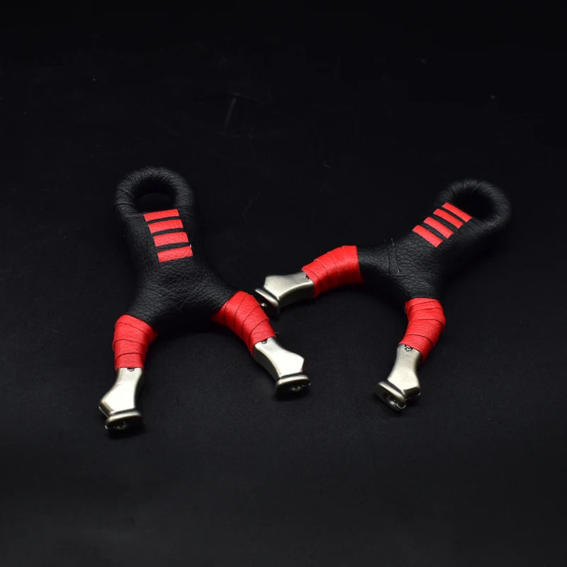 New Style Stainless Steel Powerful Slingshot with Tube Rubber Band Mud Balls Slingshot Catapult Bag for Hunting Outdoor