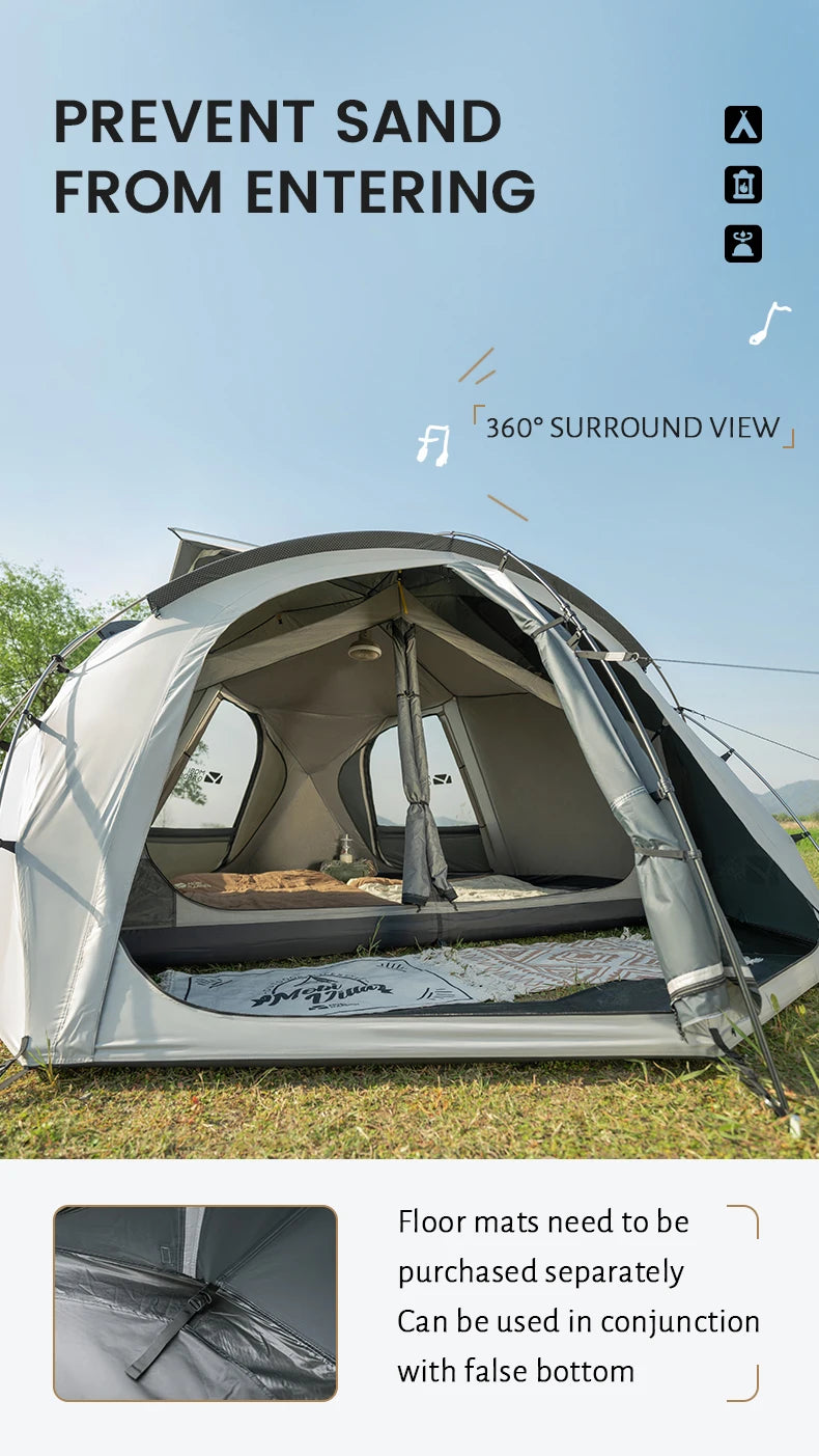 MOBI GARDEN Camping Tent Royal Castle 150D Oxford With Snow Skirt Double Layer Waterproof Hiking 5 Person 4 Season Tent UV50+