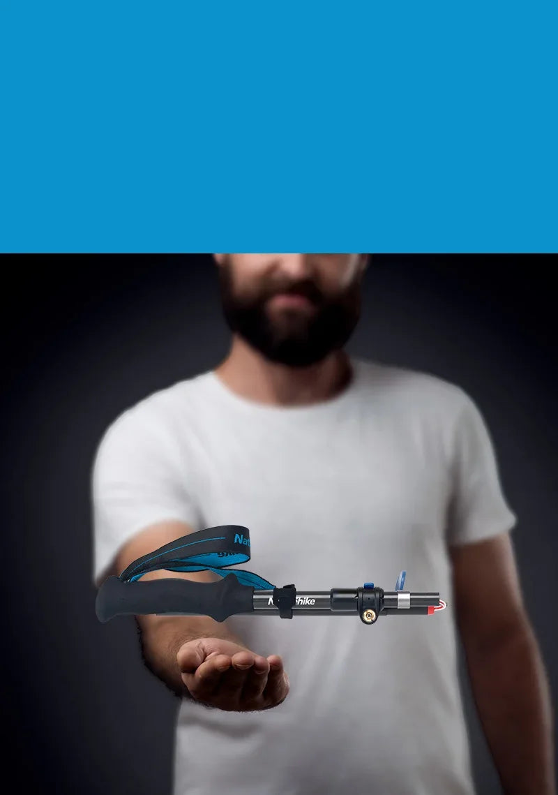 Naturehike-EXT Carbon Fiber Ultralight Walking Hiking Sticks,4 Sections Foldable Adjustable Trekking Poles Camping Hiking Tool