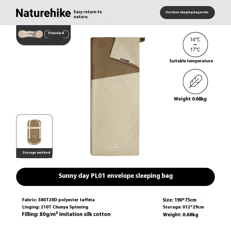 Naturehike 2025 New MINI Sleeping Bag 760g Ultralight Portable Splicing Summer Quilt Outdoor Camping Hiking Cotton Sleeping Bag