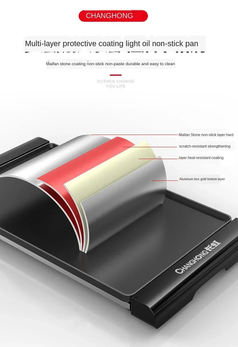 220V Large Electric Grill Barbecue Household Smokeless Electric Grill Pan Non-stick Grill Pan Grilled Fish Electric abc