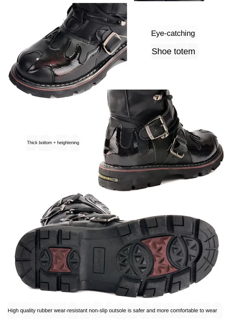 High Quality Motorcycle High Boots Black Thick Soled Anti Slip Tactical Boots Waterproof Casual Boots Outdoor Casual Shoes