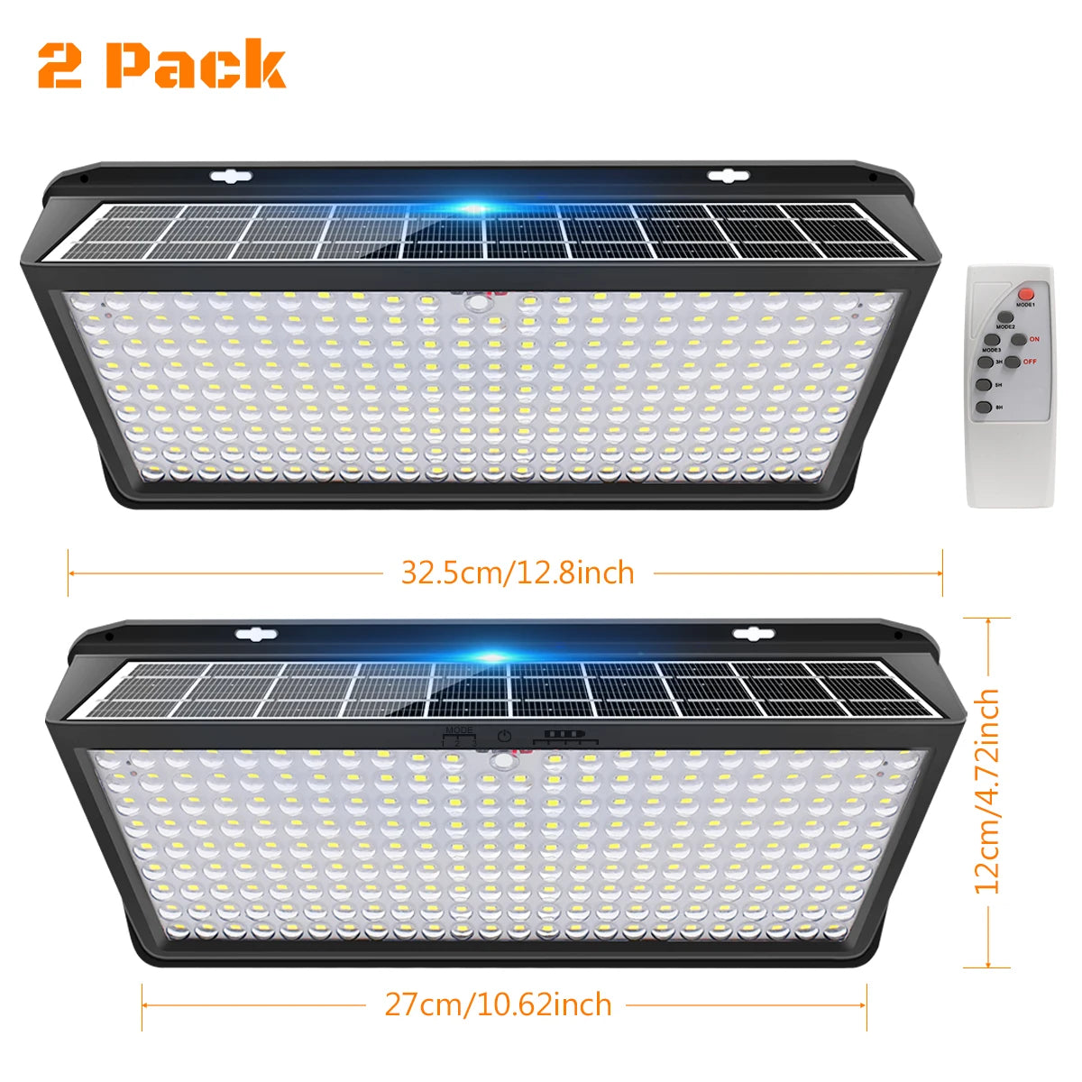 Super Bright Solar Wall Lamp Solar Lights Outdoor Solar Powered Flood Lights with 3 Mode IP65 Waterproof for Outside Yard Street