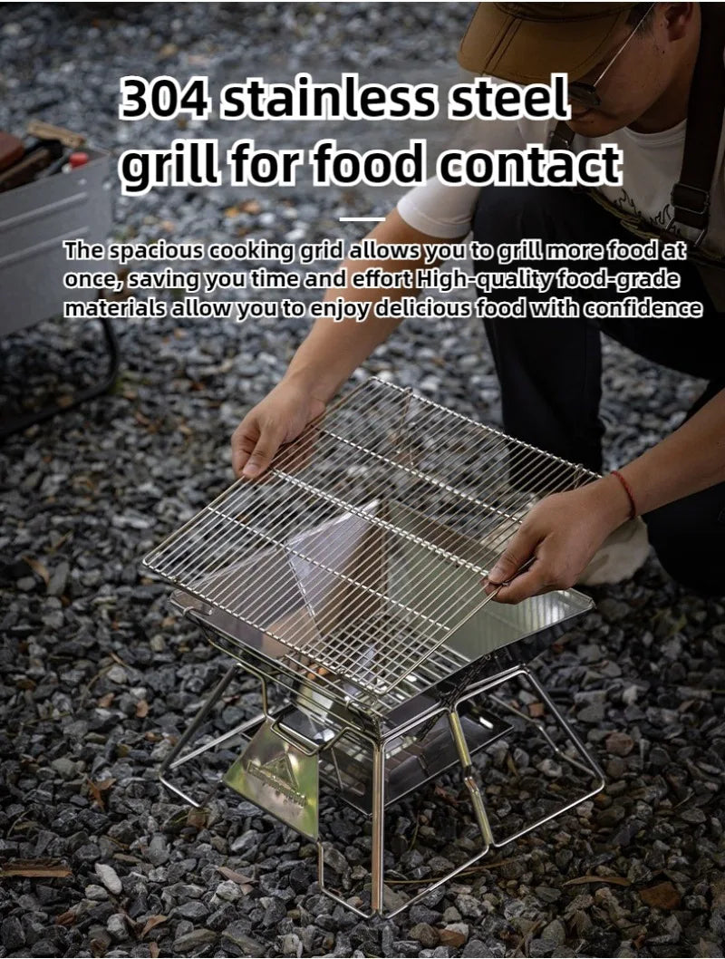 Outdoor Folding Stove Portable Stainless Steel Lightweight Barbecue Grill Picnic Stove Convenient Versatile Camping Supplies