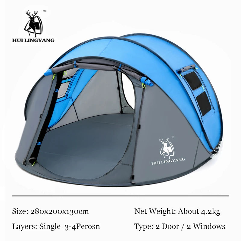 HUI LINGYANG throw tent outdoor automatic tents throwing pop up waterproof camping hiking tent waterproof large family tents