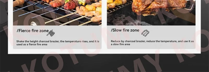 Stainless Steel Tabletop Charcoal Grill with Barbecue Grill Potable Charcoal Grill in Cooking Area Outdoor Camping