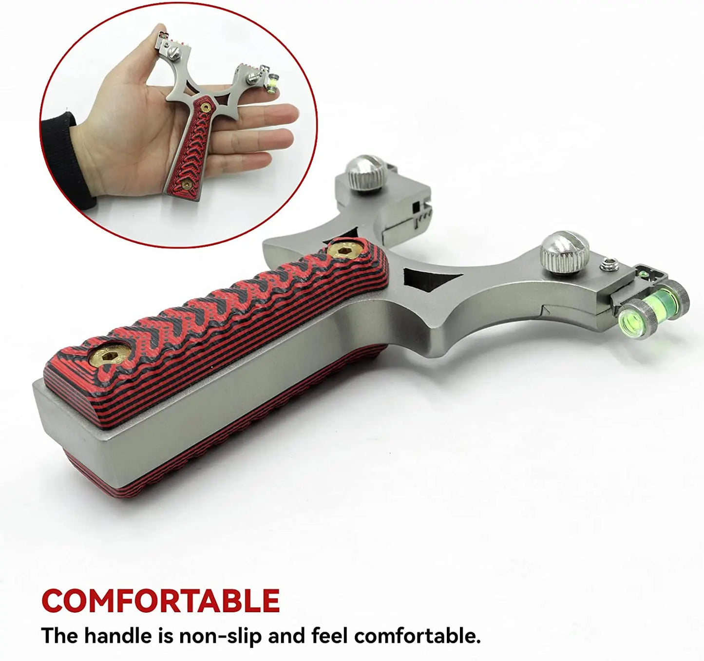 Slingshot with 20 Pieces Replacement Bands Powerful Stainless Steel Slingshot for Beginners Adult Shotting Pracitce