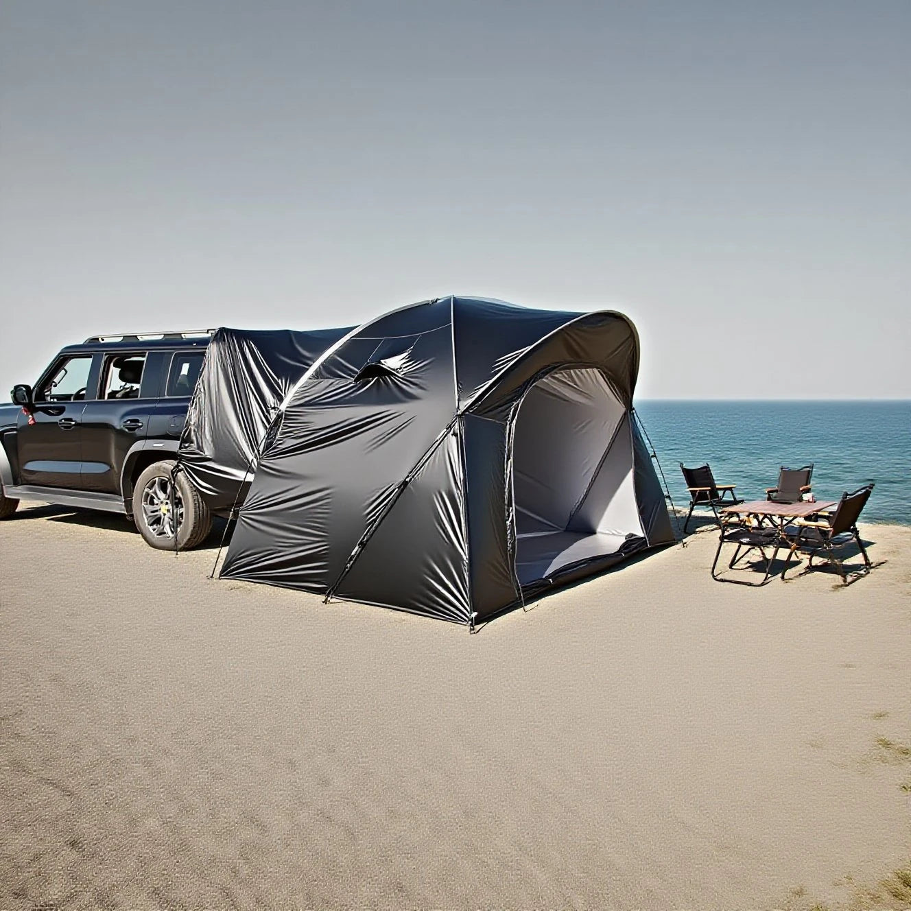 3-4 Person SUV Camping Tent PU4000 Waterproof with Mesh Bug Door, Cross-Ventilated Quick-Pitch Design, Built-In Floor